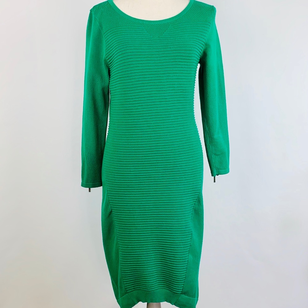 Karen Millen Knit Dress UK 3 Green Knit Body Con